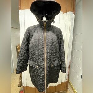 Quilted Black Hooded Jacket